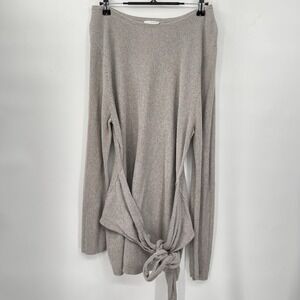 Pure Jill Large Tunic Sweater Womens Taupe White‎ Striped Side Tie Boat Neck